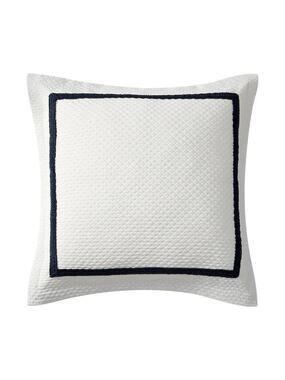 Waterford Blarney Quilted Euro Sham New Ivory Light Gray Navy Blue 26x26 Zipper